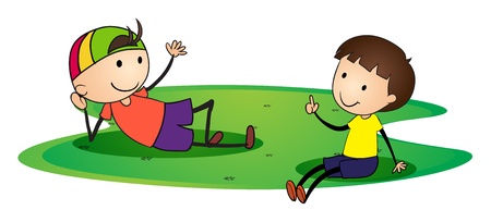 illustration of boys on a white backgroundのイラスト素材