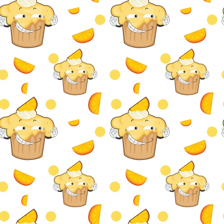 illustration of a cake and lemon slice on a white backgroundのイラスト素材