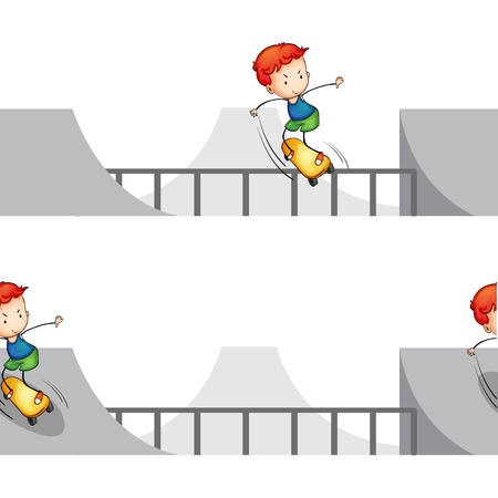 illustration of a skateboarding boy on a white backgroundのイラスト素材