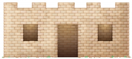 illustration of a brick wall house on white backgroundのイラスト素材