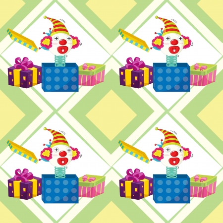 illustration of joker toy and gift boxes on a white backgroundのイラスト素材