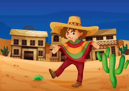 illustration of a mexican girl in the desertのイラスト素材