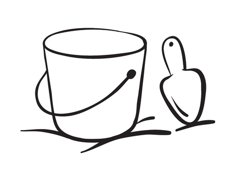 illustration of beach toys on a white backgroundのイラスト素材