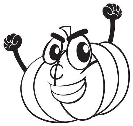 illustration of a smiling pumpkin face on whiteのイラスト素材