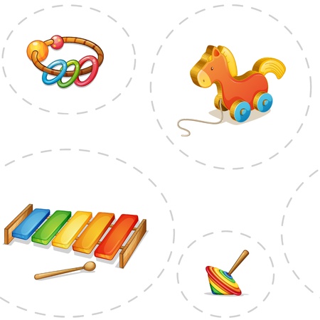 illustration of toys on a white backgoundのイラスト素材