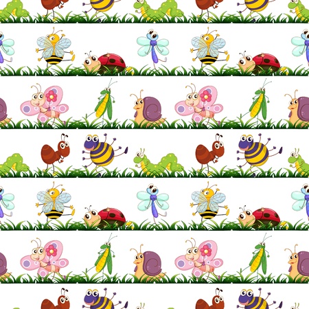 illustration of various insects on a white backgroundのイラスト素材