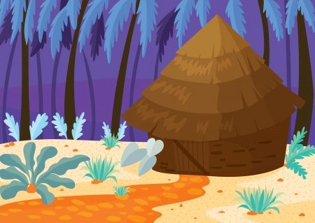 illustration of a beautiful house in natureのイラスト素材