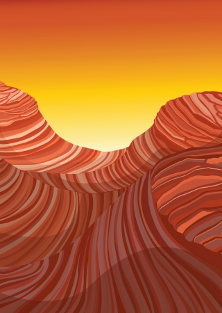 detailed illustration of abstract design of red mountain and skyのイラスト素材