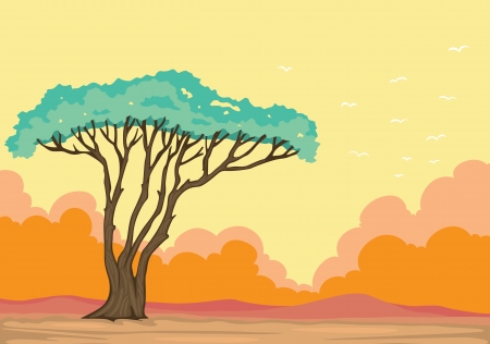 detailed illustration of a green tree in beautiful natureのイラスト素材
