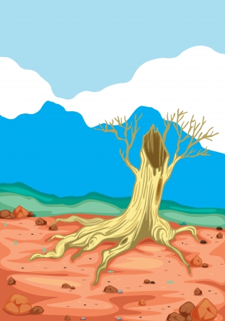 detailed illustration of broken tree in beautiful natureのイラスト素材