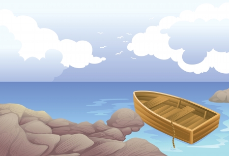 detailed illustration of a boat in a seaのイラスト素材