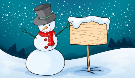 detailed illustration of a snowman in snow landのイラスト素材