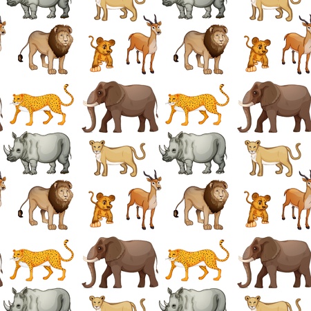 illustration of various animals on a white backgroundのイラスト素材