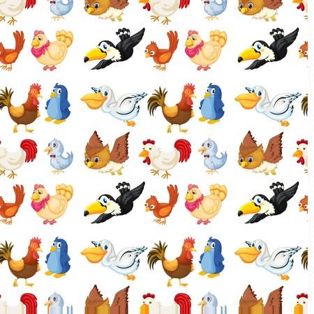 illustration of various birds on a white backgroundのイラスト素材