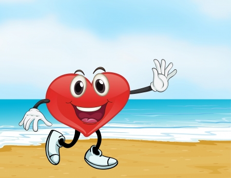 illustration of an ocean and a heart in a beautiful natureのイラスト素材