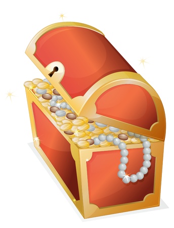illustration of a jewellery and a box on a white backgroundのイラスト素材