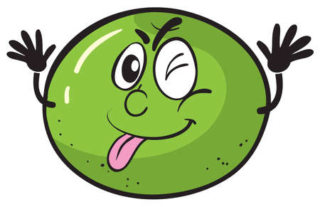 illustration of a green lime on a white backgroundのイラスト素材