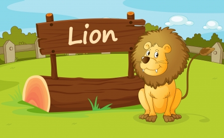 illustration of a lion in a beautiful natureの写真素材