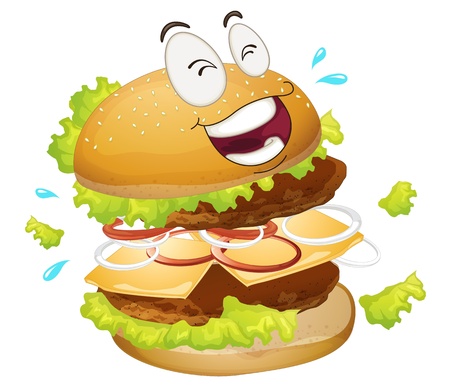 illustration of a burger on a white backgroundのイラスト素材