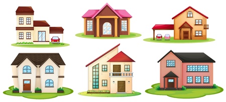 illustration of various houses on a white backgroundのイラスト素材
