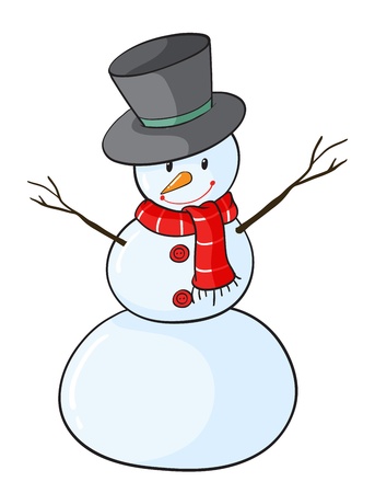 detailed illustration of a snowman on a white background detailed illustration of a snowman on a white background