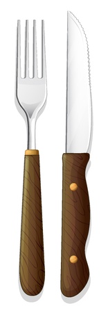 illustration of a knife and a fork on a white backgroundのイラスト素材