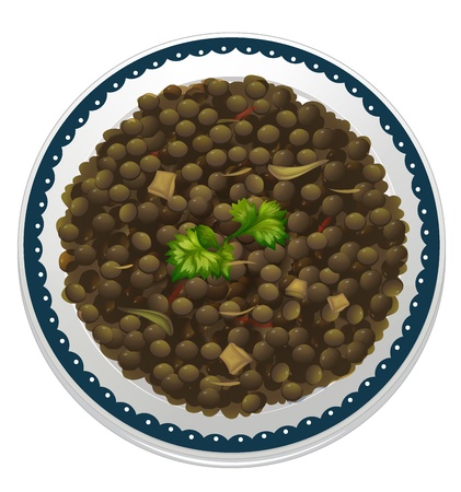 illustration of a lentils and a bowl on a white backgroundのイラスト素材