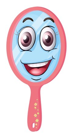 illustration of a mirror with face on a white backgroundのイラスト素材