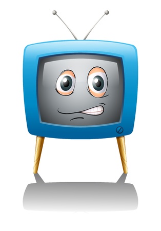 illustration of a television with a face on a white backgroundのイラスト素材