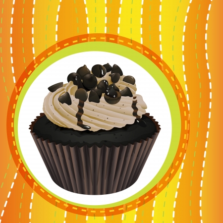 Illustration of an isolated cupcake and a wallpaperのイラスト素材
