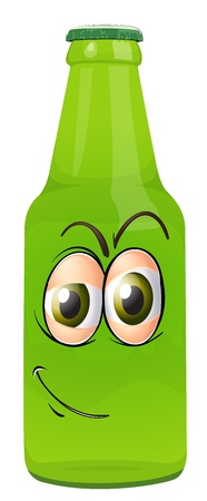 illustration of a bottle with face on a white backgroundのイラスト素材