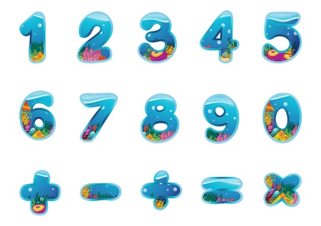 illustration of numbers and signs on a white background