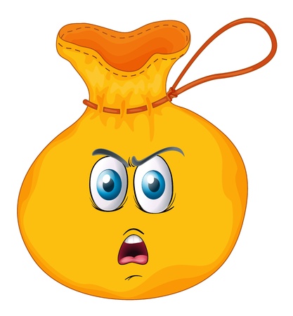 illustration of a face on a bag on a white backgroundのイラスト素材