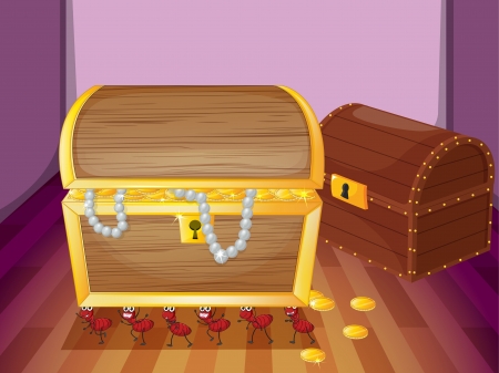illustration of jewelry boxes and antsのイラスト素材