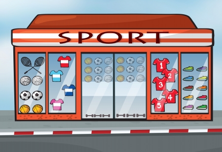 illustration of a sport store near a streetのイラスト素材