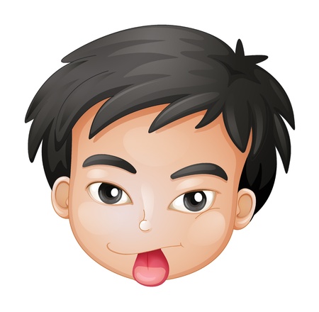 Illustration of a face of a boy on a white backgroundのイラスト素材