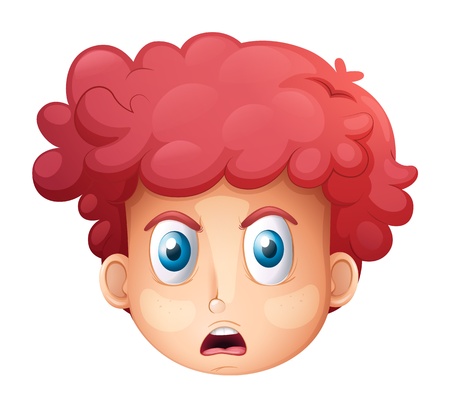 IIlustration of a face of boy on a white backgroundのイラスト素材