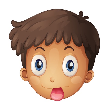 Illustration of a face of a boy on a white backgroundのイラスト素材