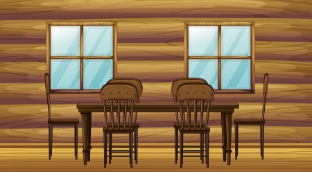 Illustration of a table and chairs in a roomのイラスト素材