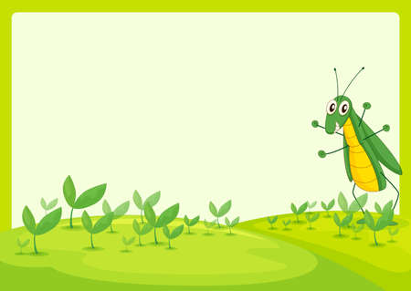 Illustration of a grasshopper in a beautiful natureのイラスト素材