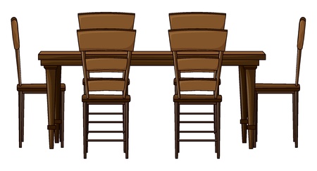 Illustration of a wooden dinning table on whiteのイラスト素材