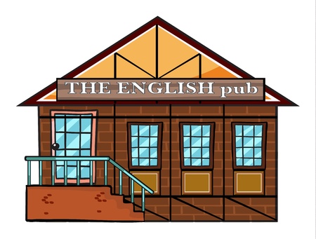 illustration of the english pub on a white  backgroundのイラスト素材