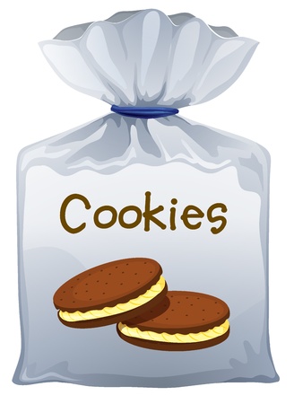 Illustration of a pouch bag of cookies on a white backgroundのイラスト素材