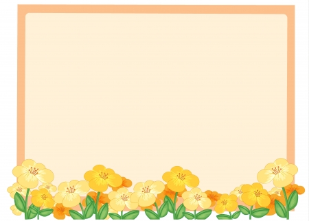 Illustration of flowers and a light orange board on a white backgroundのイラスト素材