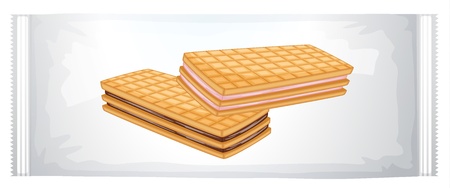 lustration of a pack of cream biscuits on a white backgroundのイラスト素材