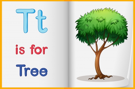 Illustration of a tree in a book on a white backgroundのイラスト素材
