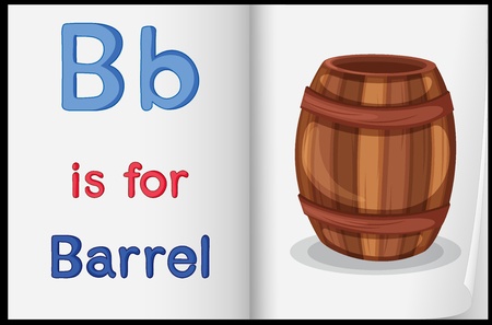 Illustration of a barrel in a book on a white backgroundのイラスト素材