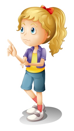 Illustration of a blonde girl thinking Illustration of a blonde girl thinking