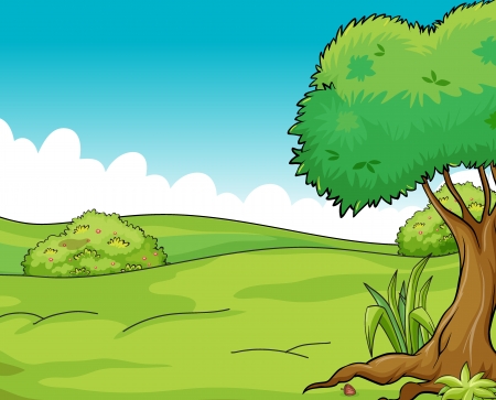 Illustration of a clean and green scenic viewのイラスト素材