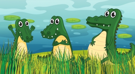 Illustration of three scary dinosaursのイラスト素材